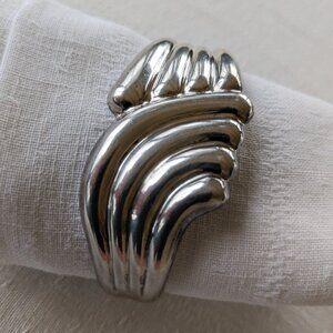 Taxco 39g Solid Sterling 7 Inch Abstract Wave Cuff Vintage